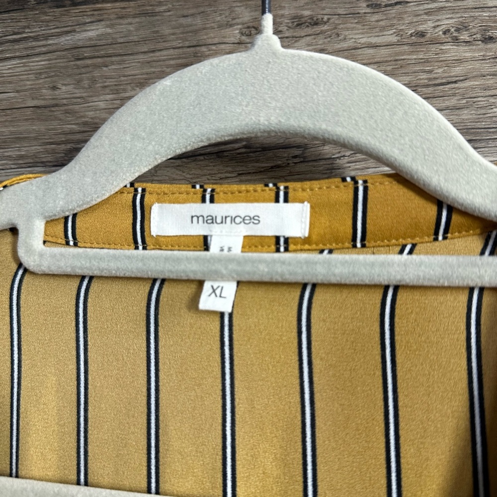 Maurices Mustard Yellow Striped Long Sleeve Relaxed Blouse - Picture 8 of 8